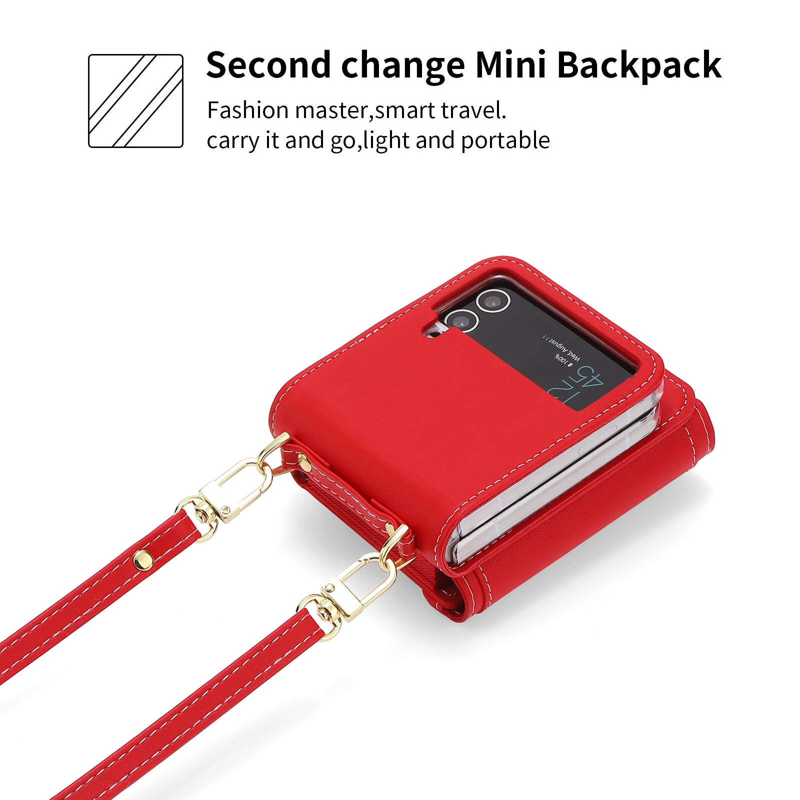 POLA Crossbody Leather Phone Case For Samsung Galaxy Z Flip3 5G Zipper Purse Kickstand Wallet Phone Cover POLA Crossbody Leather Phone Case For Samsung Galaxy Z Flip3 5G Zipper Purse Kickstand Wallet Phone Cover